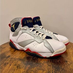 Men’s Retro Nike Air Jordan 7 Olympic Colorway White/Red/Navy Size 14